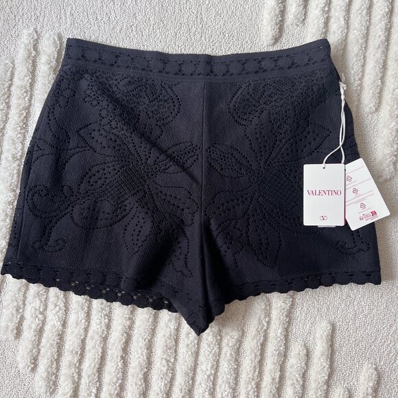 Valentino Floral Patterned High Waist Shorts Black Size 48/ XL -$1600- NWT - Picture 3 of 9